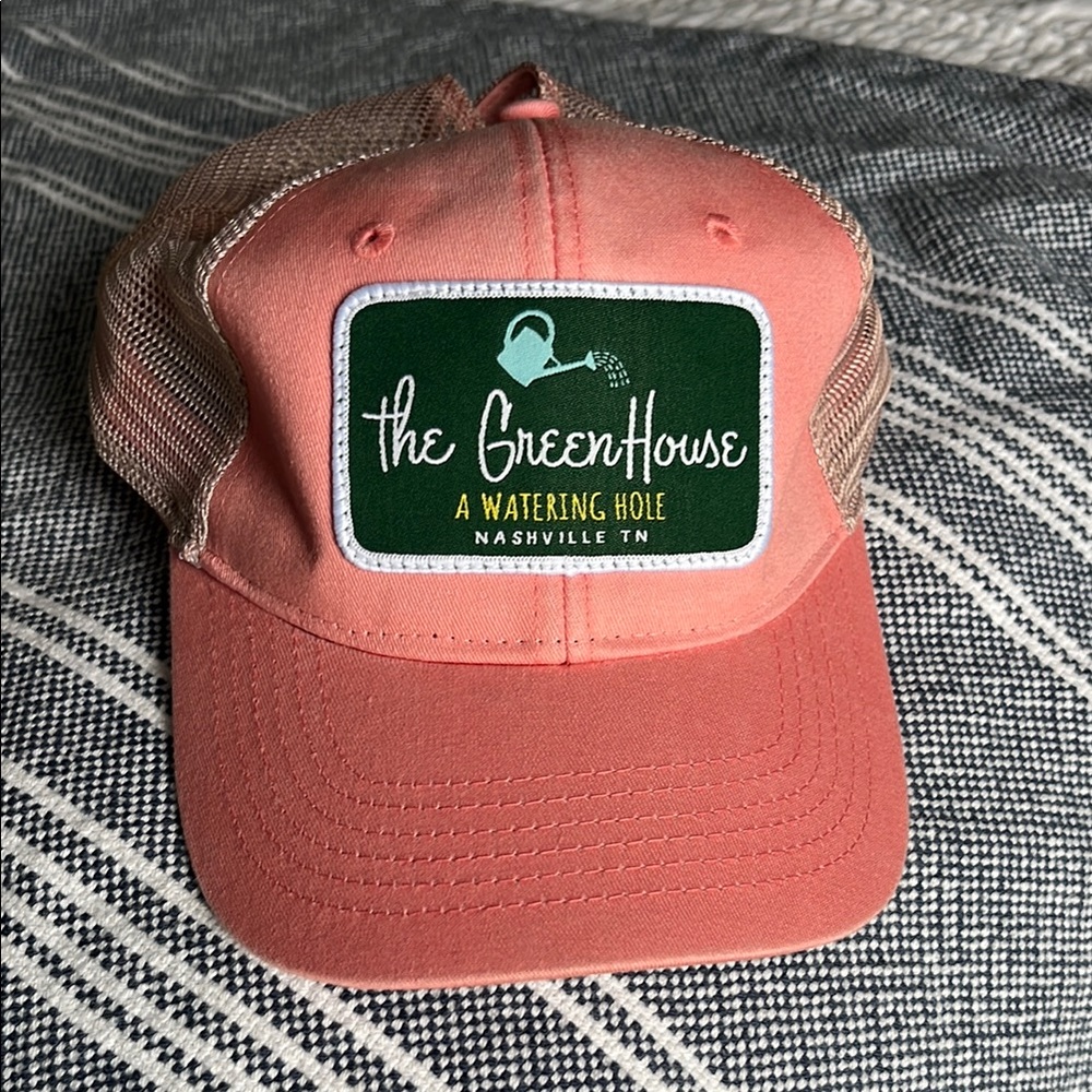 The GreenHouse Pink and Tan Trucker Hat